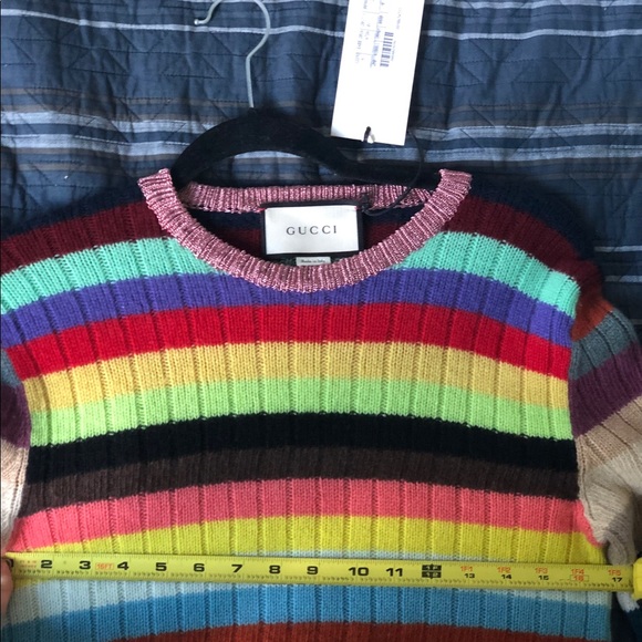 NWT GUCCI RAINBOW STRIPED CASHMERE WOOL SWEATER 🌈 - Picture 8 of 11